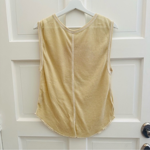 FREE PEOPLE M waffle Top Tank Large Rose Floral - Picture 6 of 8